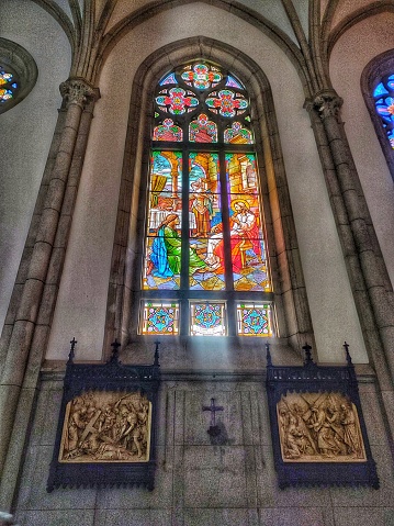 One of the many stained glass windows in the Cologne Cathedral