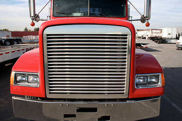 istock Grill of a Red Semi-Truck 147006867