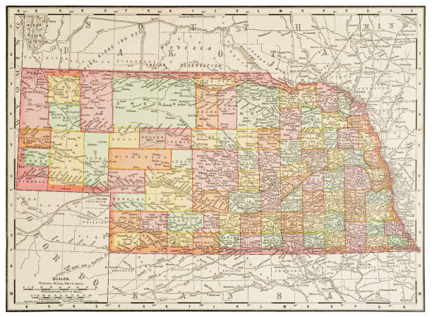 Map of the state of Nebraska, USA 1899