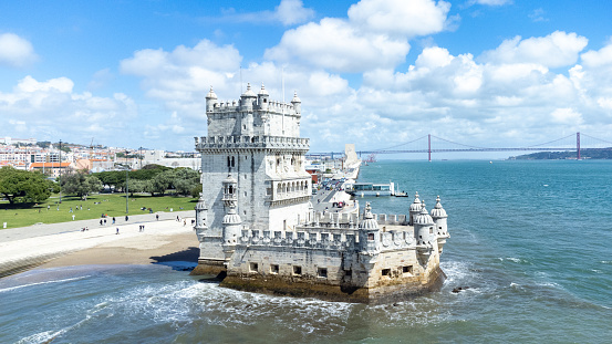 The Belém Tower is an old military construction located in the city of Lisbon, the capital of Portugal.\nIt is located at the mouth of the Tagus River, in the neighborhood of Santa Maria de Belém, southwest of Lisbon. Together with the Jerónimos Monastery, the Belém Tower was declared a World Heritage Site by Unesco in 1983