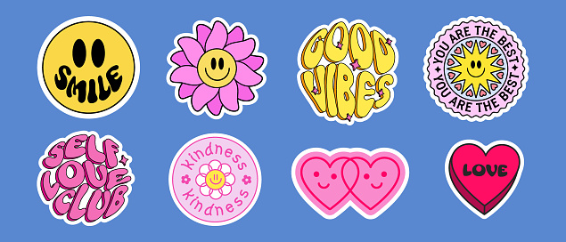 Cool Y2k Stickers Pack Trendy Groovy Smile Patches Pop Art Labels Vector  Design Stock Illustration - Download Image Now - iStock