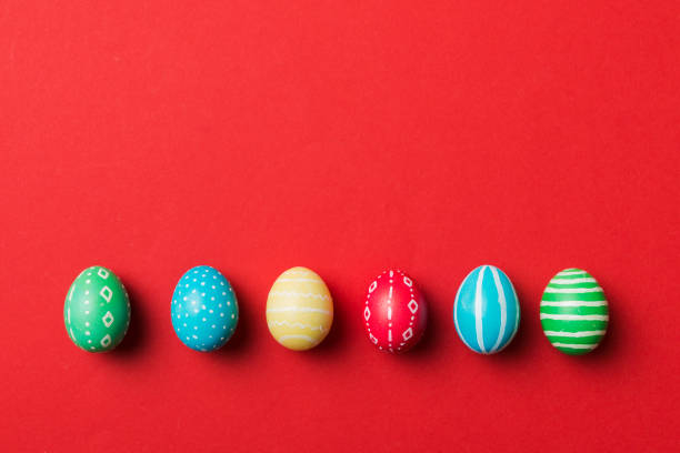 istock holiday preparation Multi colors Easter eggs on colored background . Pastel color Easter eggs. holiday concept with copy space 1470075079