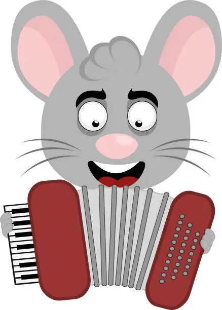 Vector illustration of vector head mouse animal musical instrument accordion