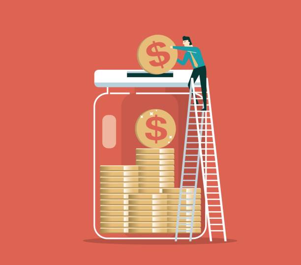 Save money - Businessman vector art illustration