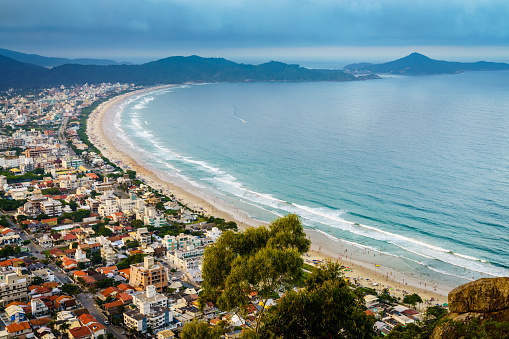 Scenic view of Canto grande and Mariscal beaches in Bombinhas, Brazil