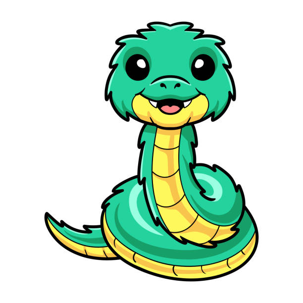 Cute green spiny bush viper cartoon Vector illustration of Cute green spiny bush viper cartoon african bush viper venomous snake stock illustrations
