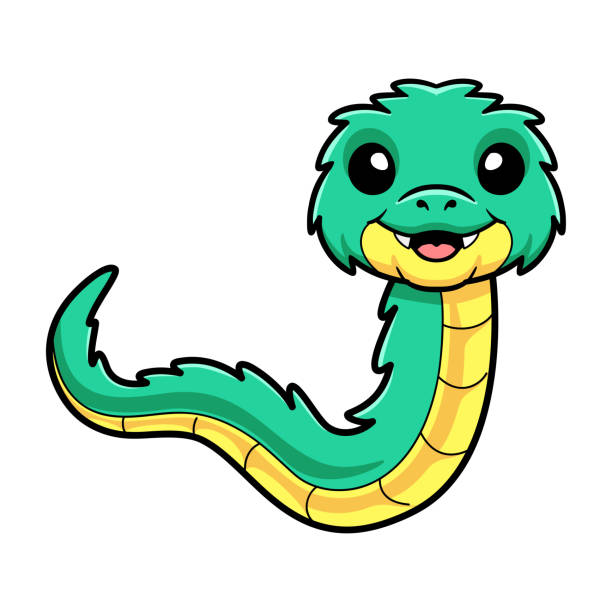 Cute green spiny bush viper cartoon Vector illustration of Cute green spiny bush viper cartoon african bush viper venomous snake stock illustrations
