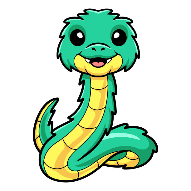 Cute green spiny bush viper cartoon Vector illustration of Cute green spiny bush viper cartoon african bush viper venomous snake stock illustrations