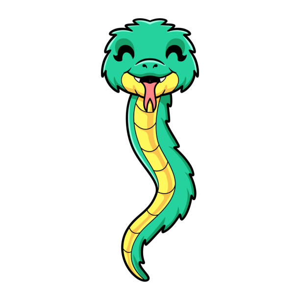 Cute green spiny bush viper cartoon Vector illustration of Cute green spiny bush viper cartoon african bush viper venomous snake stock illustrations