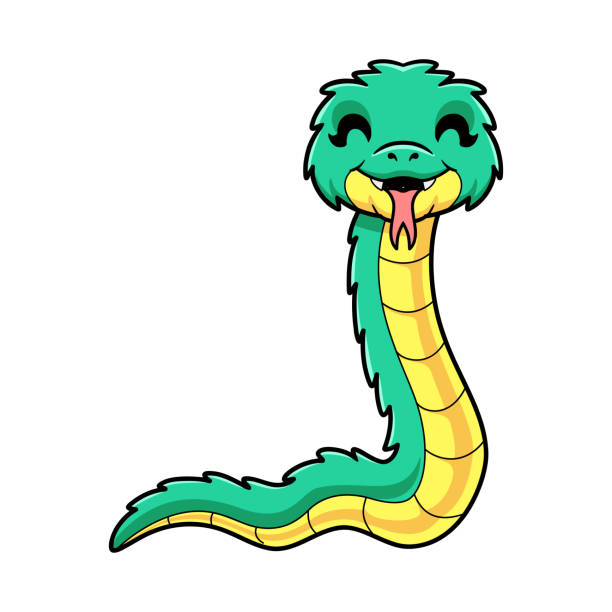 Cute green spiny bush viper cartoon Vector illustration of Cute green spiny bush viper cartoon african bush viper venomous snake stock illustrations