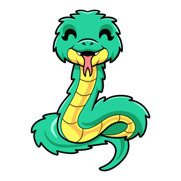 Cute green spiny bush viper cartoon Vector illustration of Cute green spiny bush viper cartoon african bush viper venomous snake stock illustrations