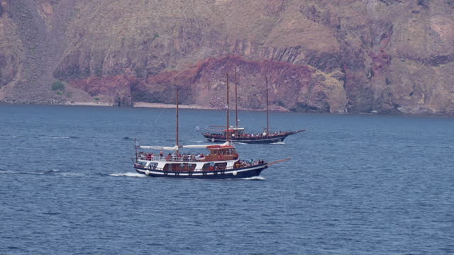 Old Sailing Ship off the Coast of Santorini