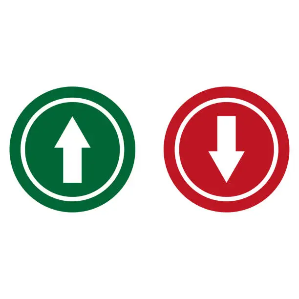 Vector illustration of Green up down button. Vector illustration.