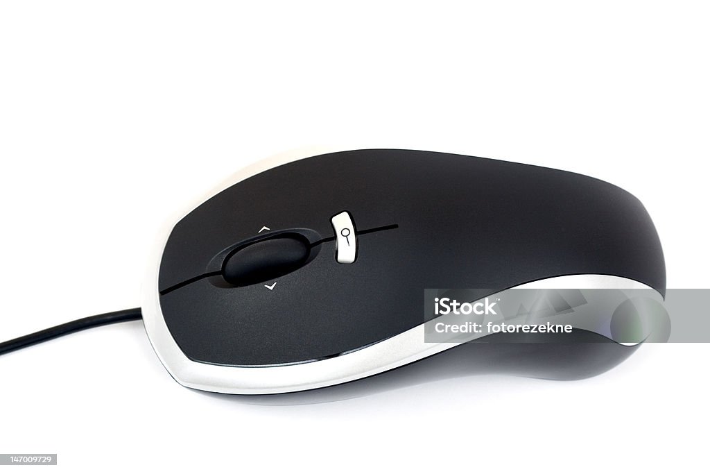 Laser myszy z przewodem na białym tle. - Zbiór zdjęć royalty-free (Białe tło)