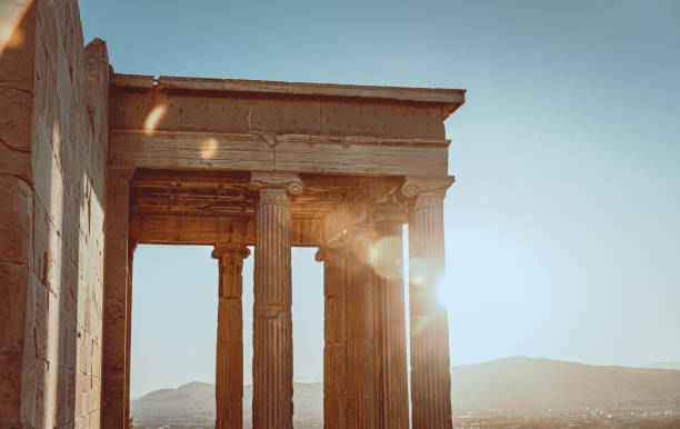 Ancient Ruins of a Columns in Greece stock photo