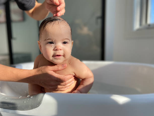 istock Baby in bathtub taking a bath 1470103019