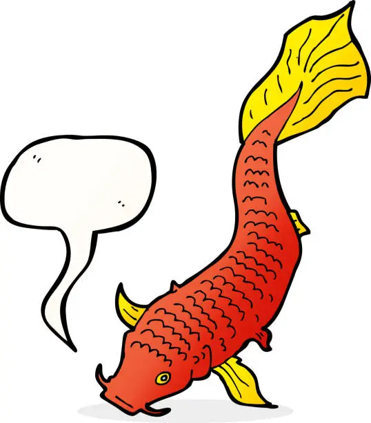 Vector illustration of cartoon fish with speech bubble