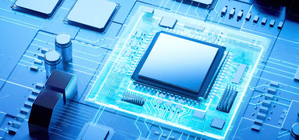 istock 3D rendering of cyberpunk AI. Circuit board. Technology background. Central Computer Processors CPU and GPU concept. Motherboard digital chip. Tech science background. 1470104754