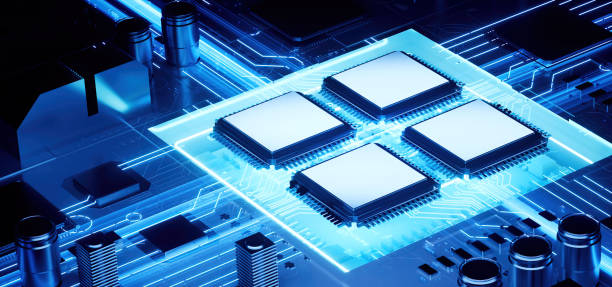 istock 3D rendering of cyberpunk AI. Circuit board. Technology background. Central Computer Processors CPU and GPU concept. Motherboard digital chip. Tech science background. 1470104760