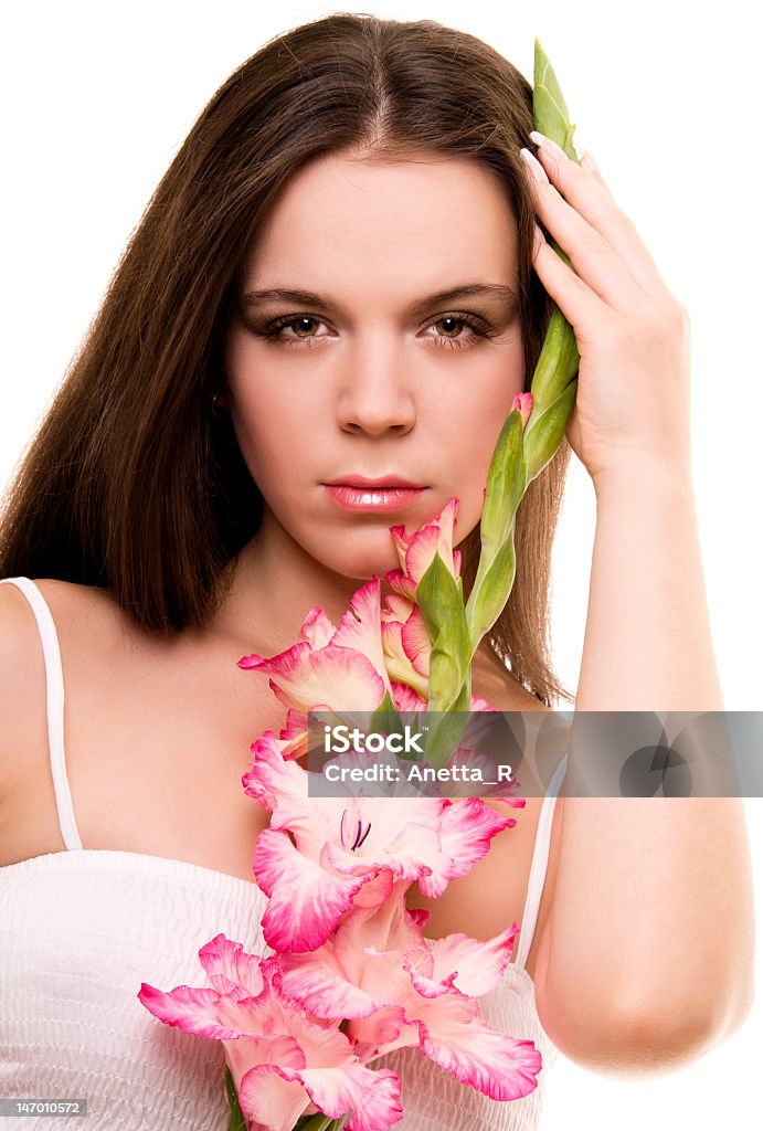 Donna con Gladiolo - Foto stock royalty-free di Adulto