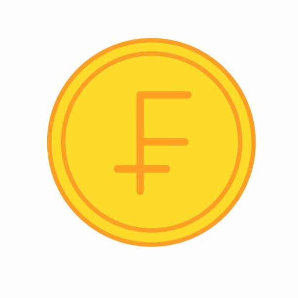 istock Gold coin thin line icon with swiss franc sign. Switzerland currency 1470105928
