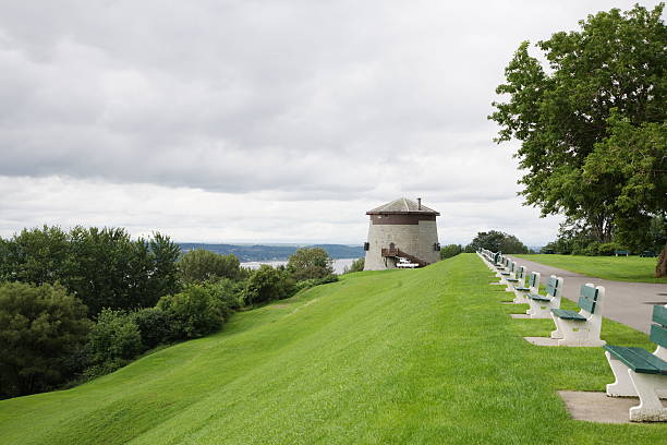 On the Plains of Abraham in Quebec City, Martello Towers provided the British with a defense system against the fledgling United States of America. In this photo can be seen Martello Tower Number 1, overlooking the St. Lawrence River.