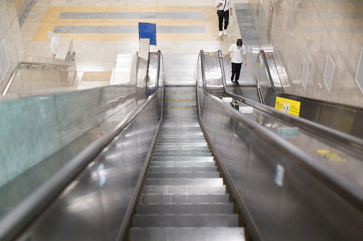 Bangkok Thailand , January 8 , 2023 : escalator in subway station.