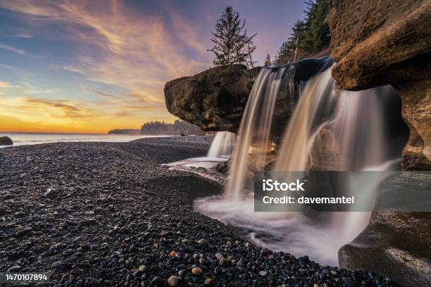 Sandcut Beach Falls Stock Photo - Download Image Now - Vancouver Island, Canada, Nature