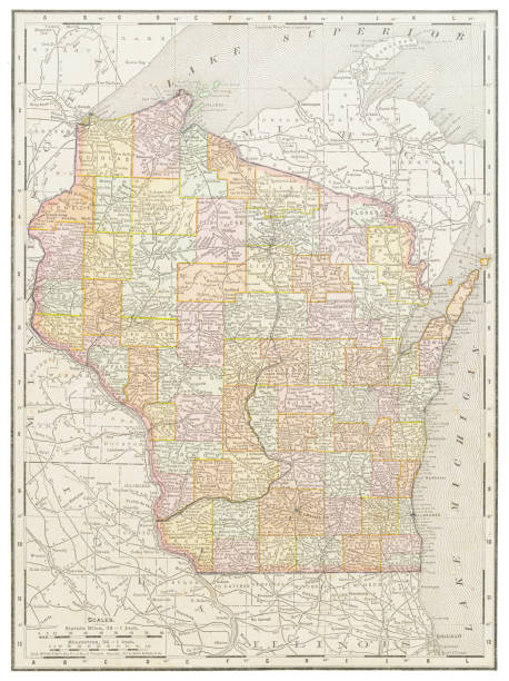 istock Map of the state of Wisconsin, USA 189 1470115872