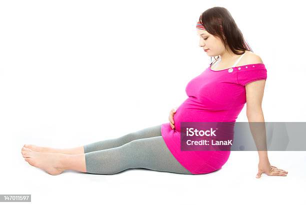 Beautiful Pregnant Woman On The Floor Stock Photo - Download Image Now - Abdomen, Adult, Adults Only