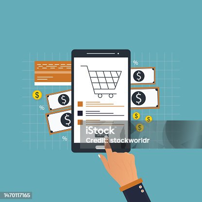 istock Wireless payment with mobile phone and terminal, smartphone contactless pay 1470117165