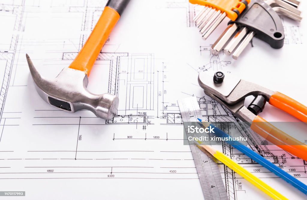 Building/tools Drawinhs Engineering Drawings And Tools Stock Photo - Download Image Now ...