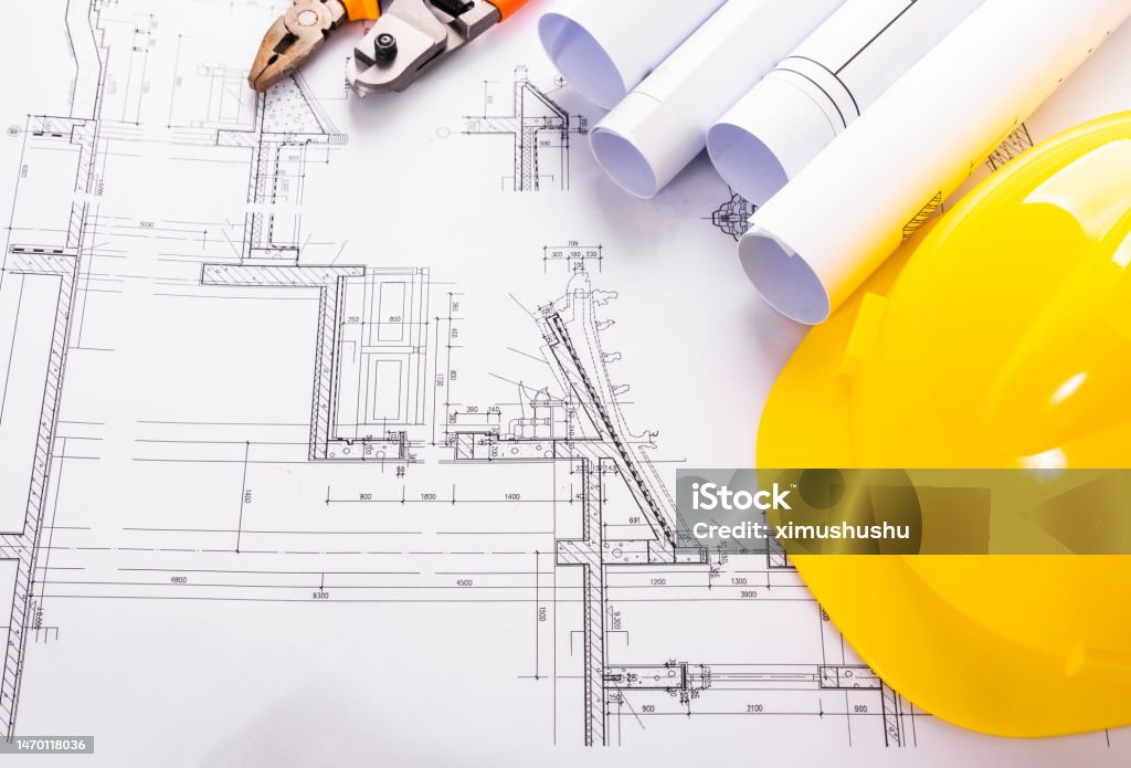 Engineering Drawings Library Engineering Drawings And Tools Stock Photo - Download Image Now ...