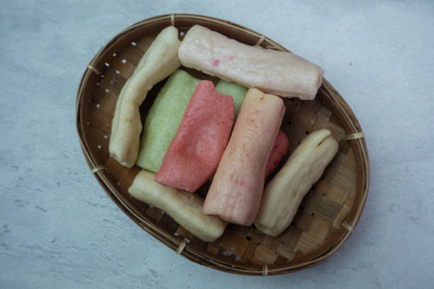 istock selective focus on colorful crackers on a bamboo plate, in Indonesian it is called kerupuk pelompong or krupuk pipa , soft focus 1470119477