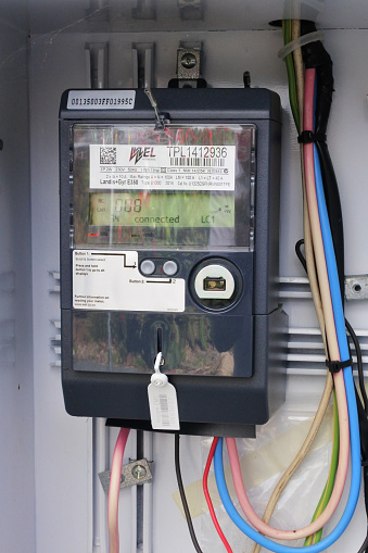 KerikeriI, Nzl - Jan 25 2023:Home smart meter, an electronic device that records information such as consumption of electric energy, voltage levels, current, and power factor.