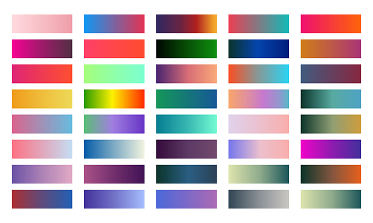 Gradients, colorful set, vector palette. Gradient, collection for interface, wallpaper