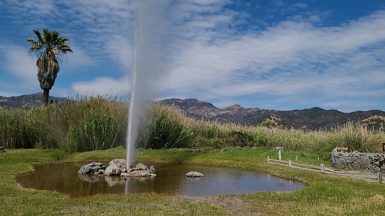 The geyser erupts every couple of hours for about 15-30 minutes each time.