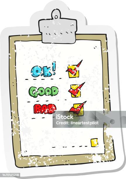 Checking Sticker Cartoon Retro Distressed Sticker Of A Cartoon Check List Stock Illustration ...