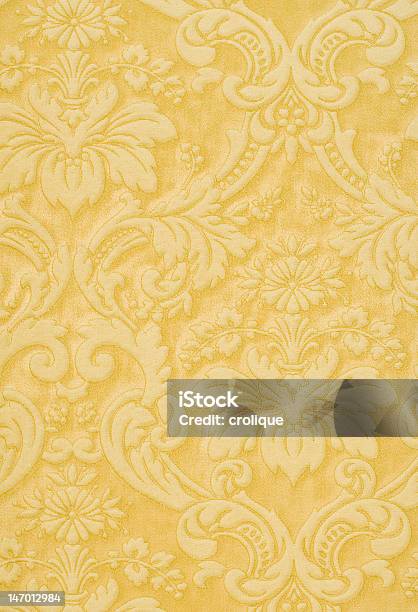 Retro Embossed Orange And Yellow Wallpaper Stock Photo - Download Image Now - Art, Art And Craft, Backgrounds