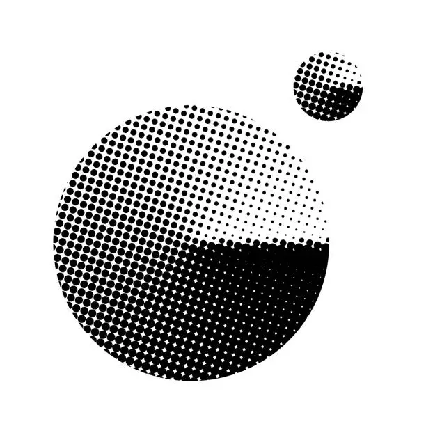 Vector illustration of Halftone circle gradient on white background in pop art style for print and design. Vector illustration.