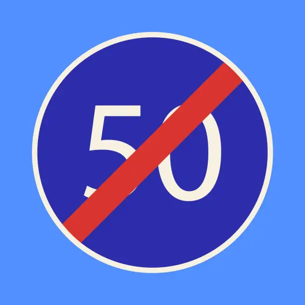 Vector illustration of Icon end of the minimum speed limit. Vector clipart