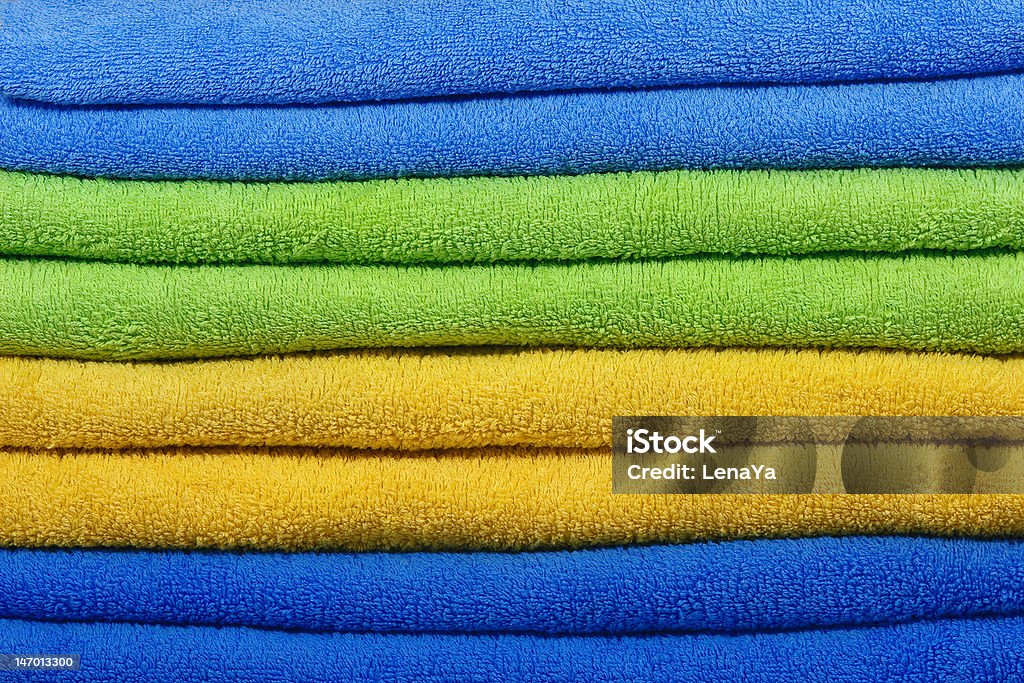 Nombreux Colorful serviette de bain - Photo de Bleu libre de droits
