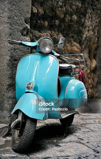 Classic Italian Scooter Stock Photo - Download Image Now - Turquoise Colored, Motor Scooter, Moped