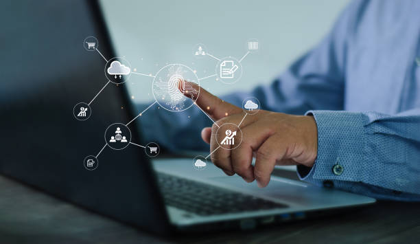 istock Cyber Security Internet and  ​​Networking Concepts. Businessman hands working with laptop computer and virtual screen lock icon encryption Digital crimes by anonymous hackers data protection 1470136063