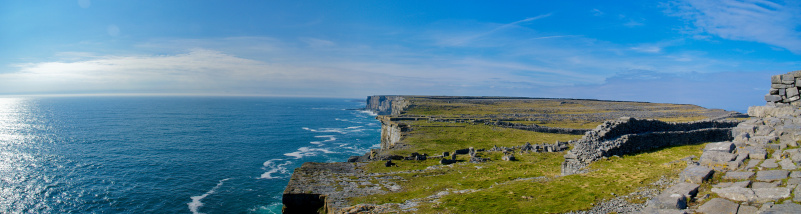 view from the stone fort on top of the aran island in Galway bay