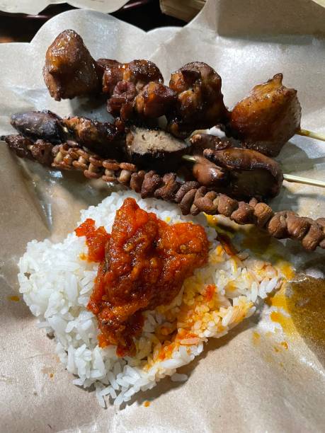 istock Rice and various types of satay 1470136545