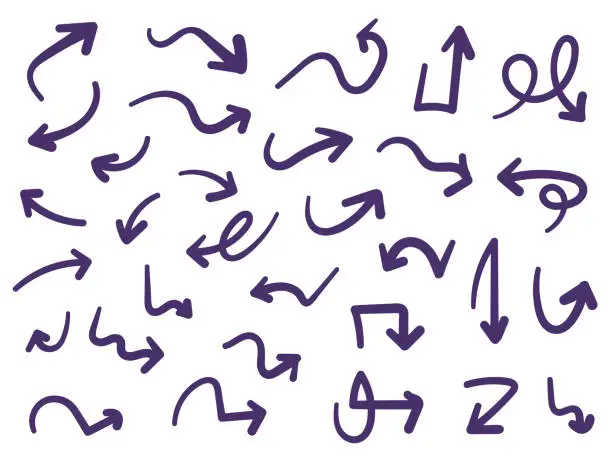 Vector illustration of Arrow symbols hand drawings