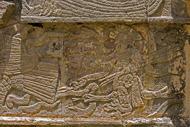 istock Relief of warrior with snakes at Chichen Itza 147014484