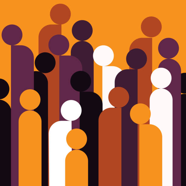 Geometric illustration of a crowd of human figures vector art illustration