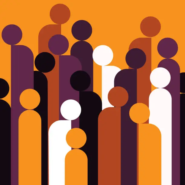 Vector illustration of Geometric illustration of a crowd of human figures